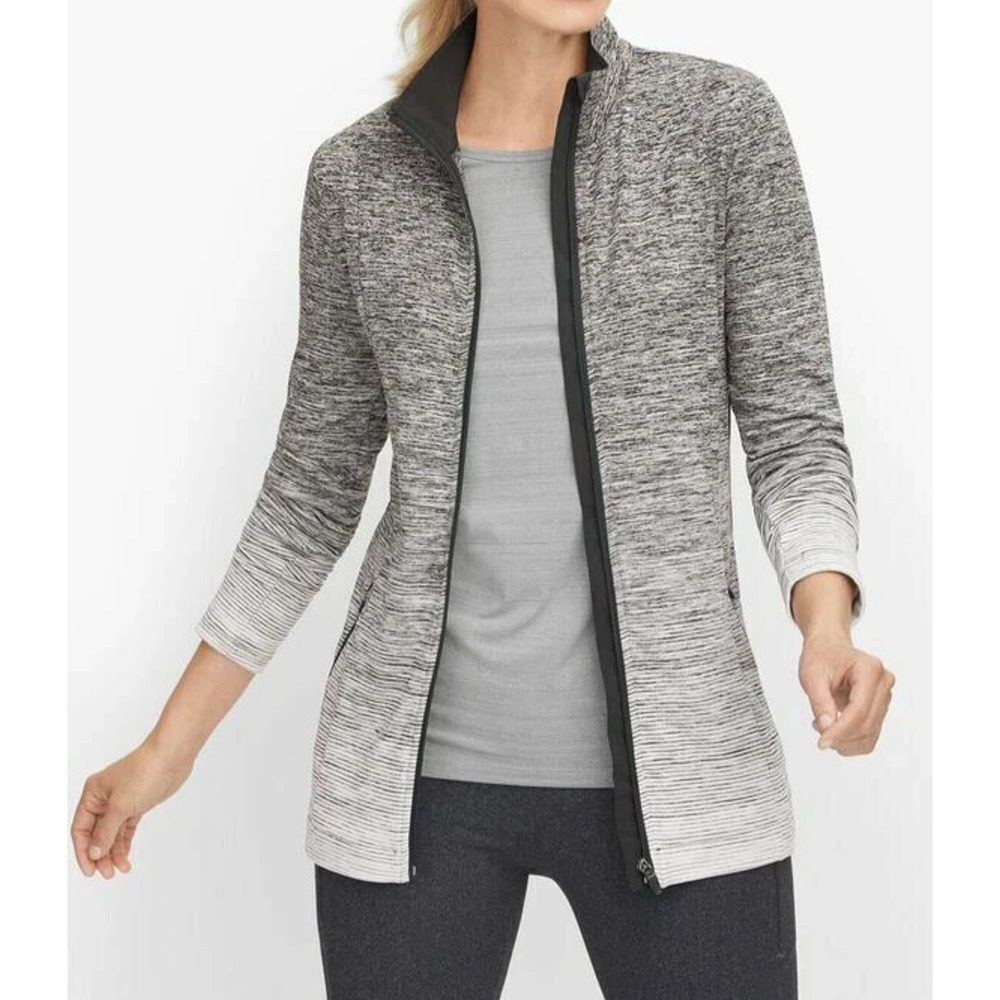 T by Talbots Ombre Black & Grey Striped Full Zip Jacket Stretch Plus Size 2X - Picture 4 of 14